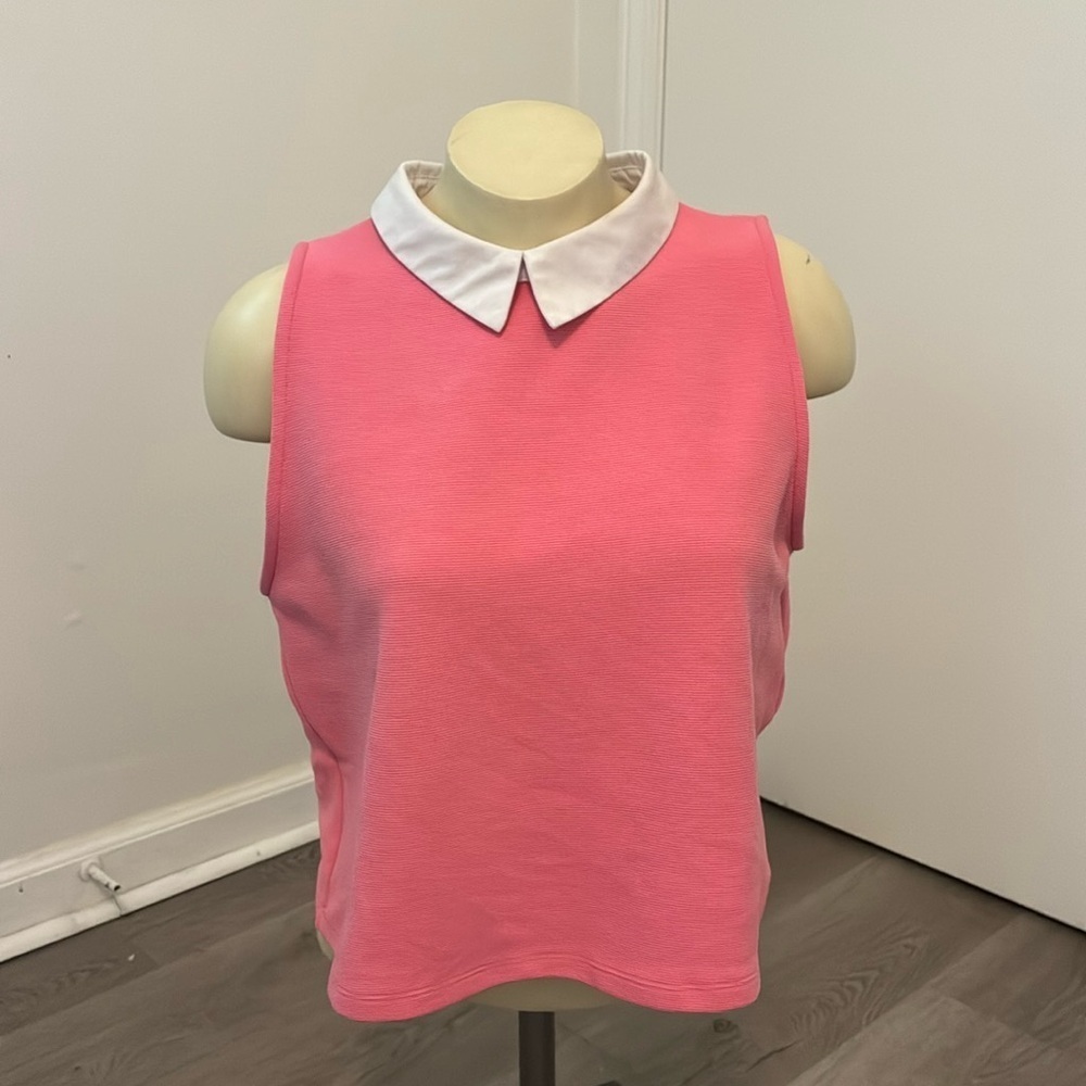Zara Pink Collared Tank Top Size Large